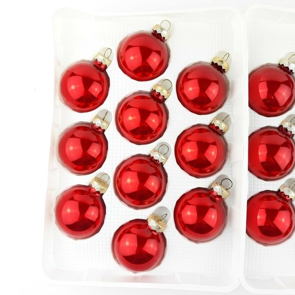 Vintage Visions By Holly Glass Ball Christmas Tree Ornaments Red Made In USA - Picture 4 of 12
